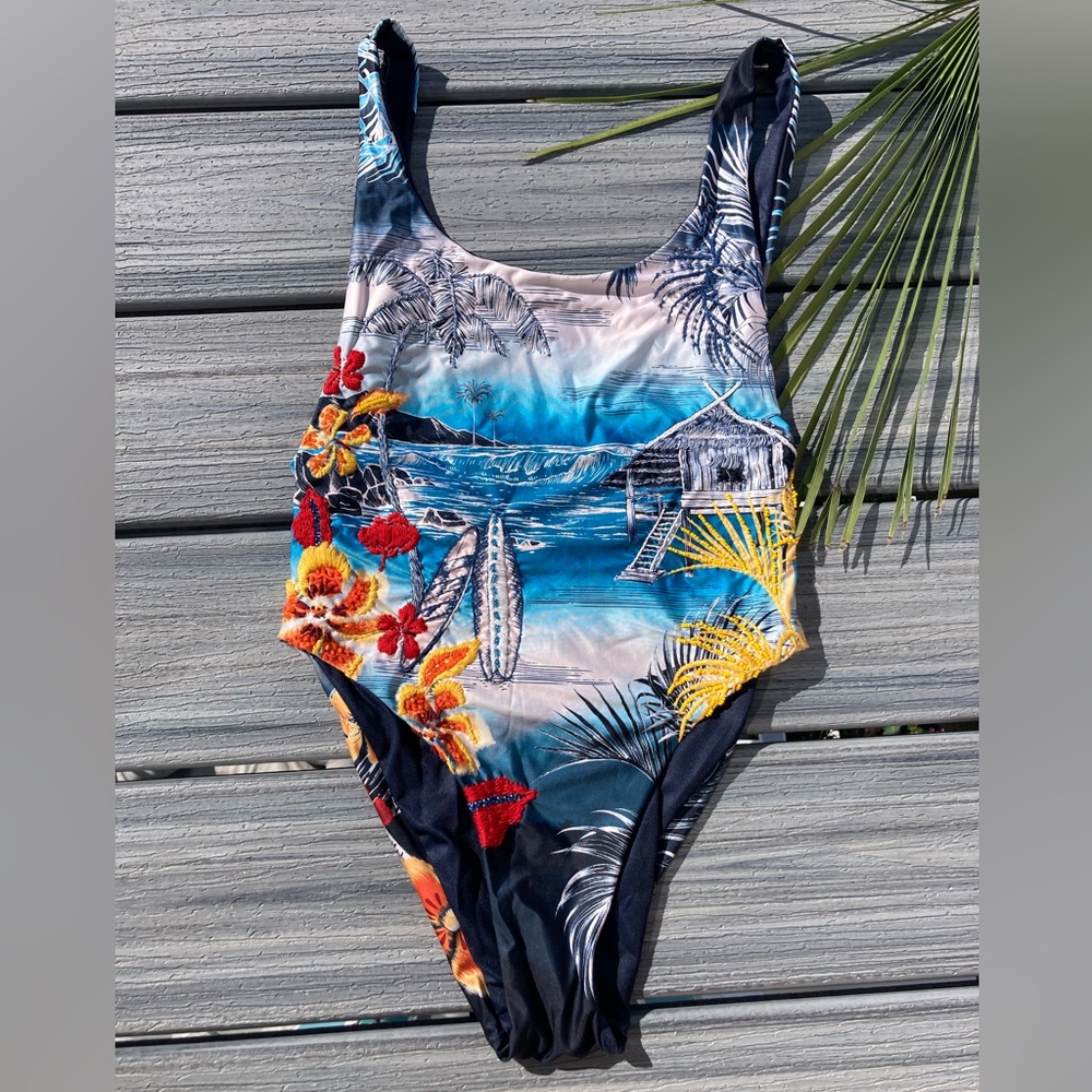 AGUA BENDITA Surfer Tribeca Shaka Embellished One Piece Swimsuit - S
